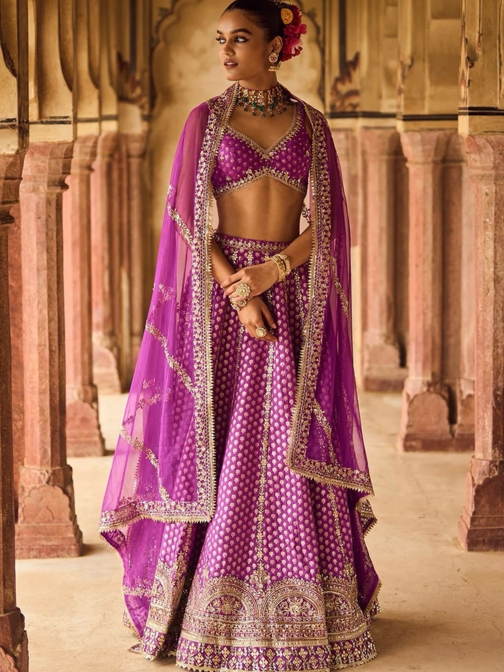 Magenta Lashkaraa Lehenga